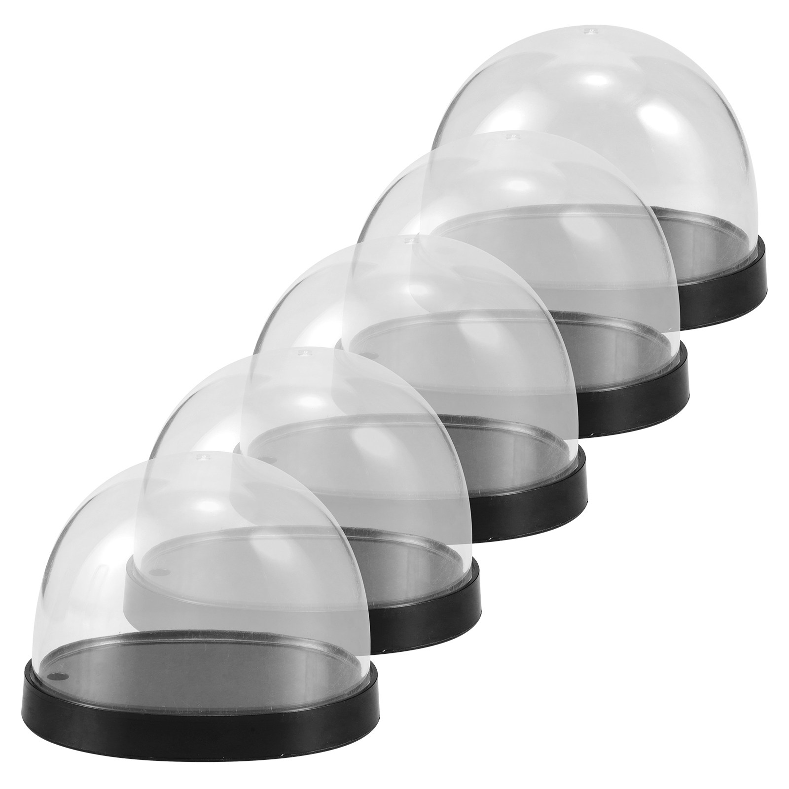 Plastic Dome Clear - ชุดโดมแก้วใส 5 ชิ้น โดมโชว์สินค้าพลาสติกใส ถาดโชว์ขนาดเล็กสำหรับดอกไม้และของตกแต่ง ฝาครอบป้องกันโปร่งใส